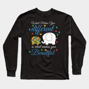 Elephant Puzzle Piece Autism Awareness Gift for Birthday, Mother's Day, Thanksgiving, Christmas Long Sleeve T-Shirt